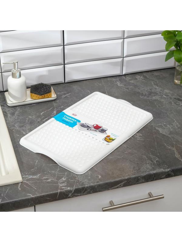 Поднос с вкладышем для сушки посуды, 42,5×27 см, цвет белый