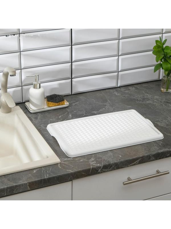 Поднос с вкладышем для сушки посуды, 42,5×27 см, цвет белый