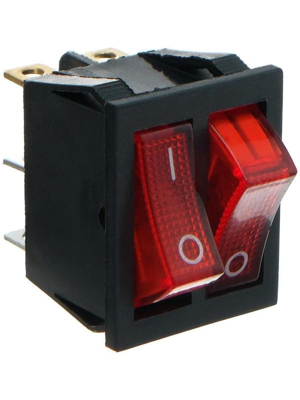 Кнопка - выключатель, квадратный, двойной, с подсветкой