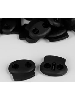 Набор двойных фиксаторов для шнура, d = 4 мм, 2,5 × 2,2 см, 50 шт, цвет чёрный