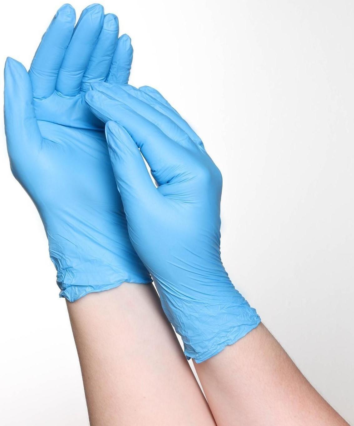 Перчатки хозяйственные нитриловые, размер L, 100 шт, цвет голубой