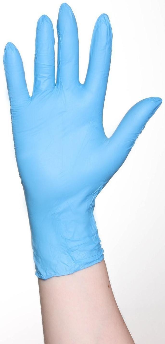 Перчатки хозяйственные нитриловые, размер L, 100 шт, цвет голубой