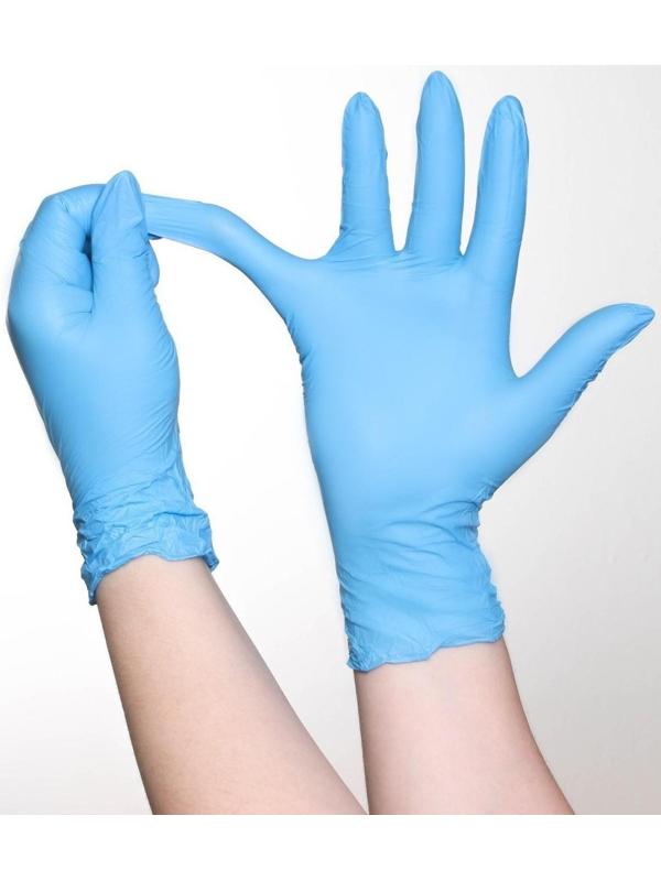 Перчатки хозяйственные нитриловые, размер L, 100 шт, цвет голубой