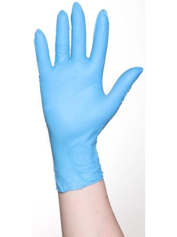 Перчатки хозяйственные нитриловые, размер L, 100 шт, цвет голубой