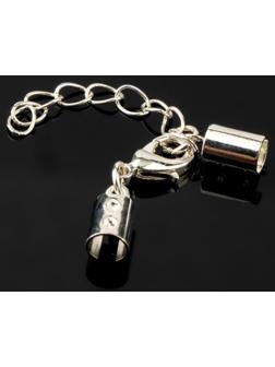 Замок-карабин (набор 5шт), 12 х 7мм с удлинителем и обжимными круглыми концевиками 10 х 5мм