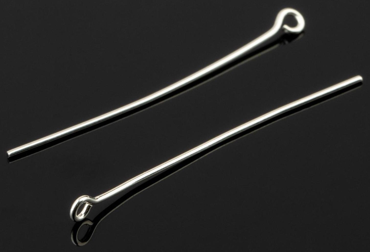 Пин с петлёй посеребрение, 38*0.723мм, 10 шт