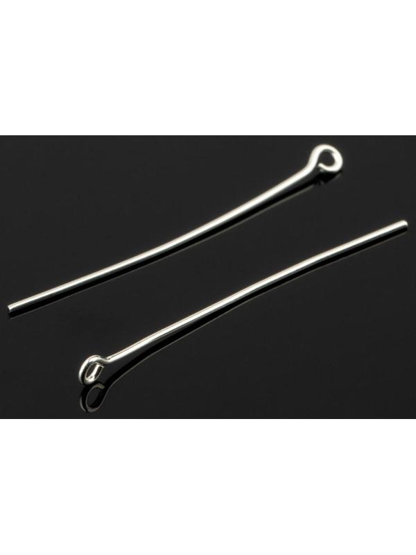 Пин с петлёй посеребрение, 38*0.723мм, 10 шт