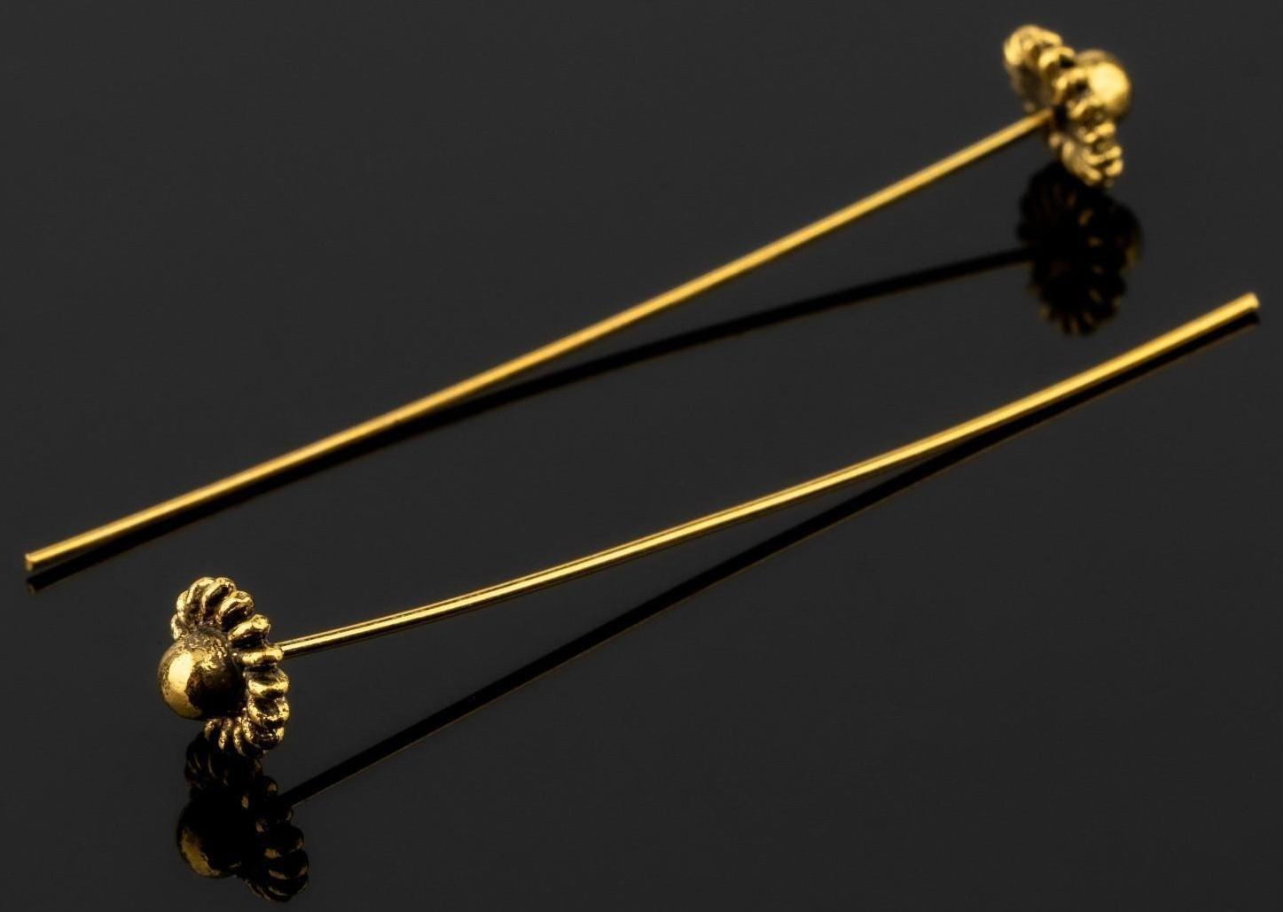 Пин с фигурной головкой, 53*0.723мм, 10шт, цвет чернёное золото