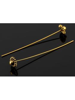 Пин с фигурной головкой, 53*0.723мм, 10шт, цвет чернёное золото