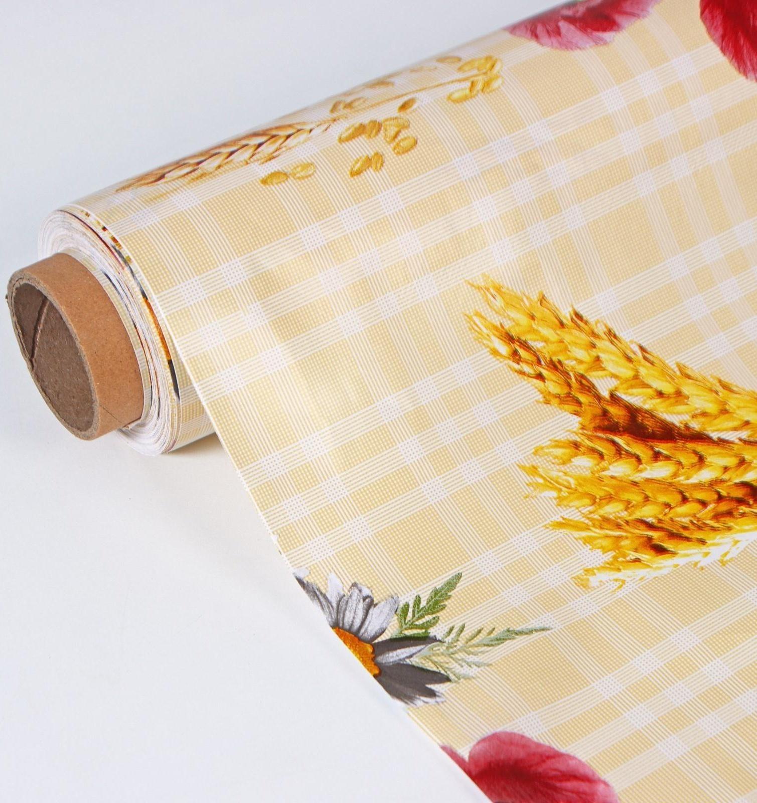 Клеёнка столовая на нетканой основе, ширина 137 см, толщина 0,08 мм, рулон 20 м