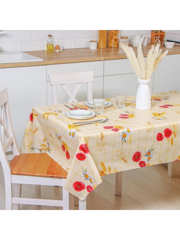 Клеёнка столовая на нетканой основе, ширина 137 см, толщина 0,08 мм, рулон 20 м