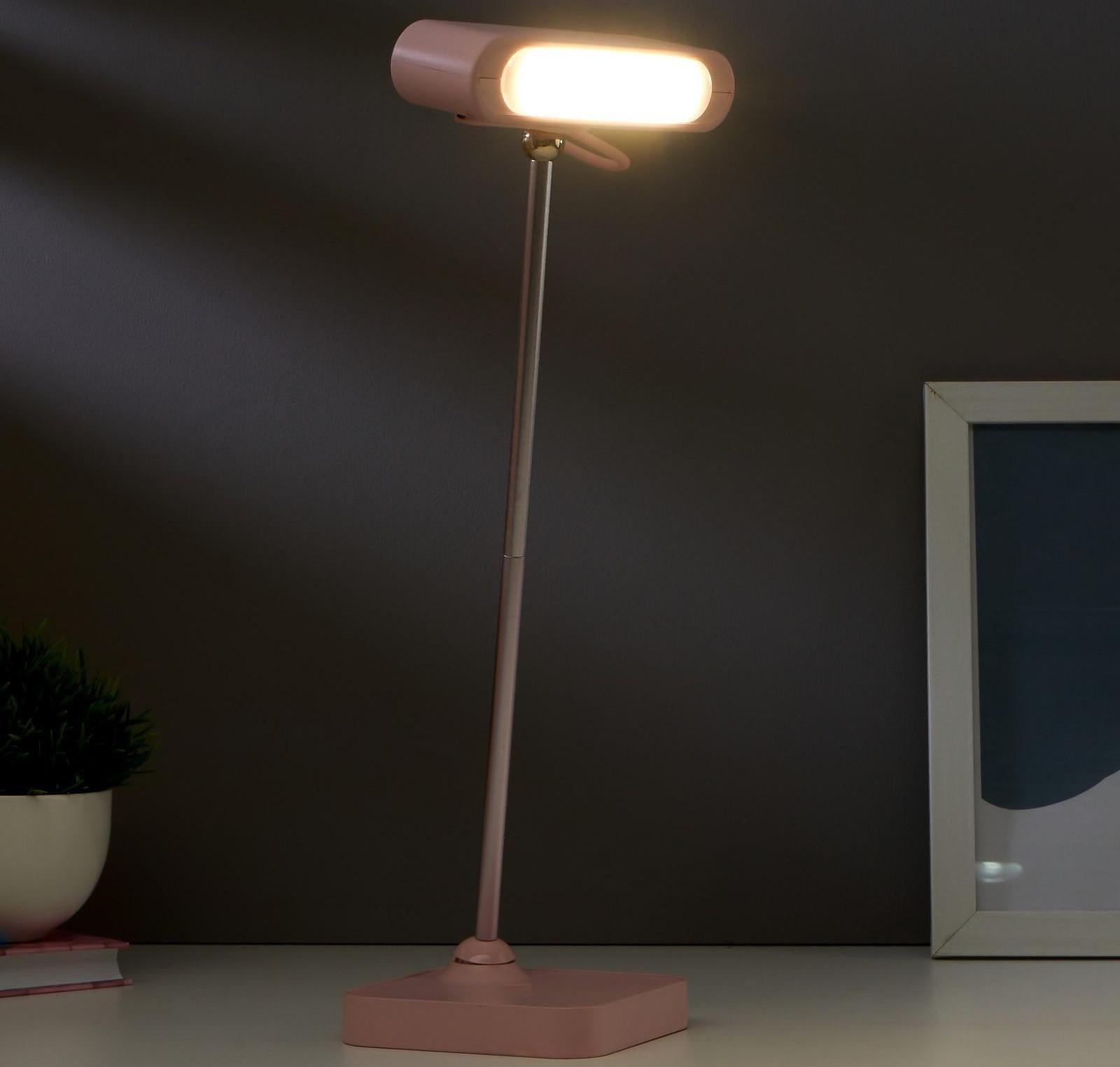 Лампа настольная 1670/1 LED 5Вт 2 режима 3000К 6000К USB АКБ розовый 13х10,4х34 см