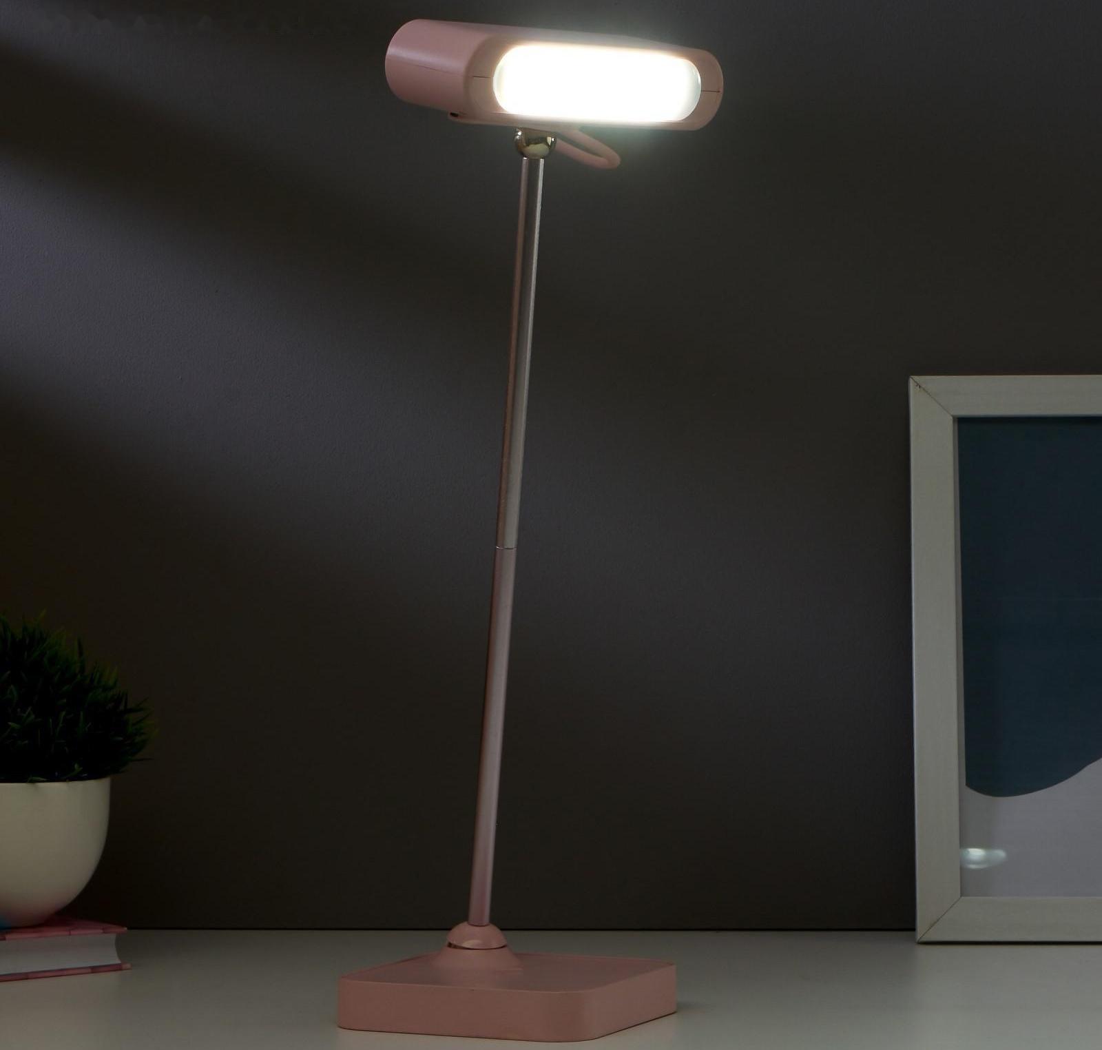 Лампа настольная 1670/1 LED 5Вт 2 режима 3000К 6000К USB АКБ розовый 13х10,4х34 см