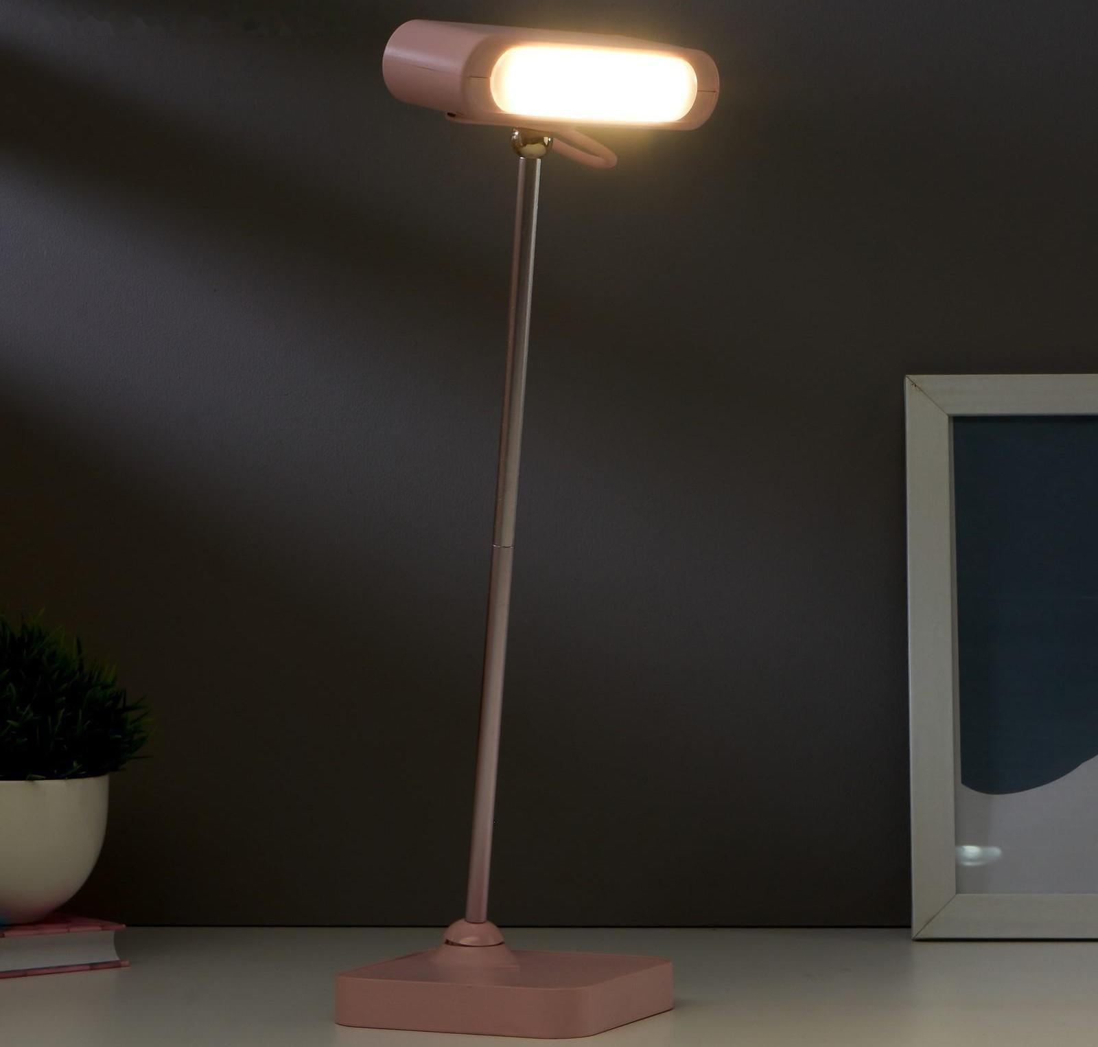 Лампа настольная 1670/1 LED 5Вт 2 режима 3000К 6000К USB АКБ розовый 13х10,4х34 см