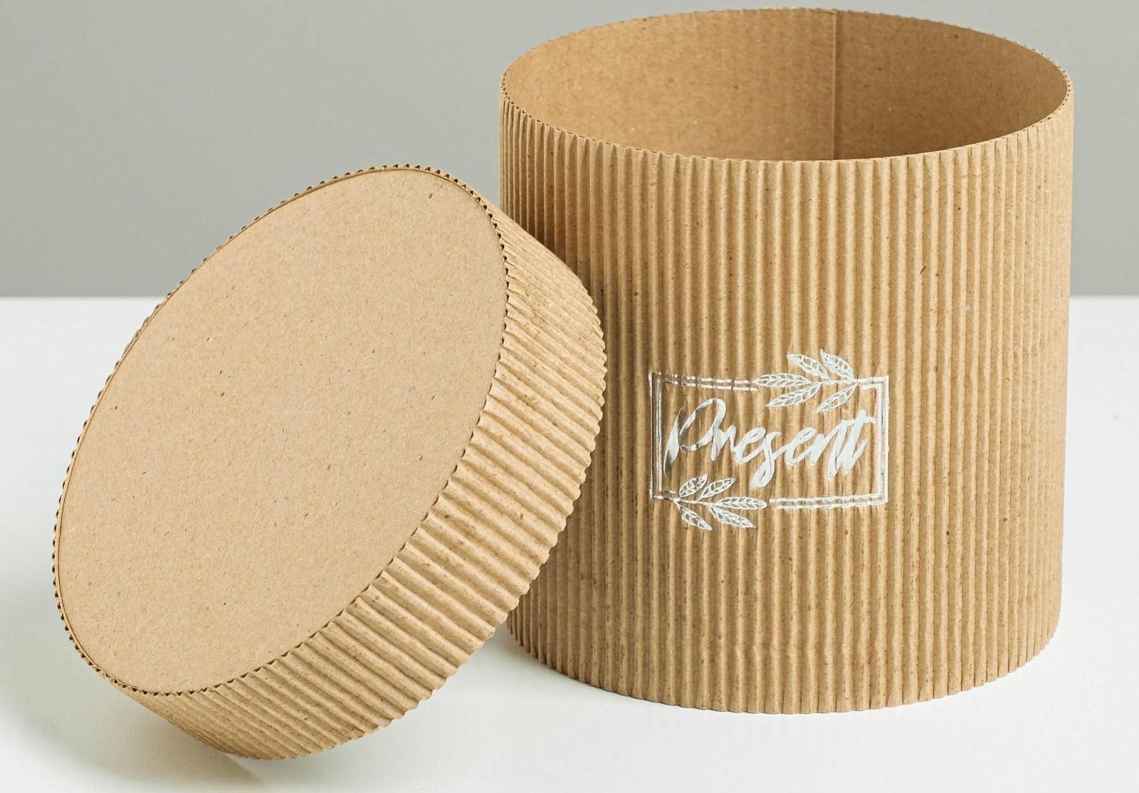 Шляпная коробка из микрогофры «Present», 12 х 12 см