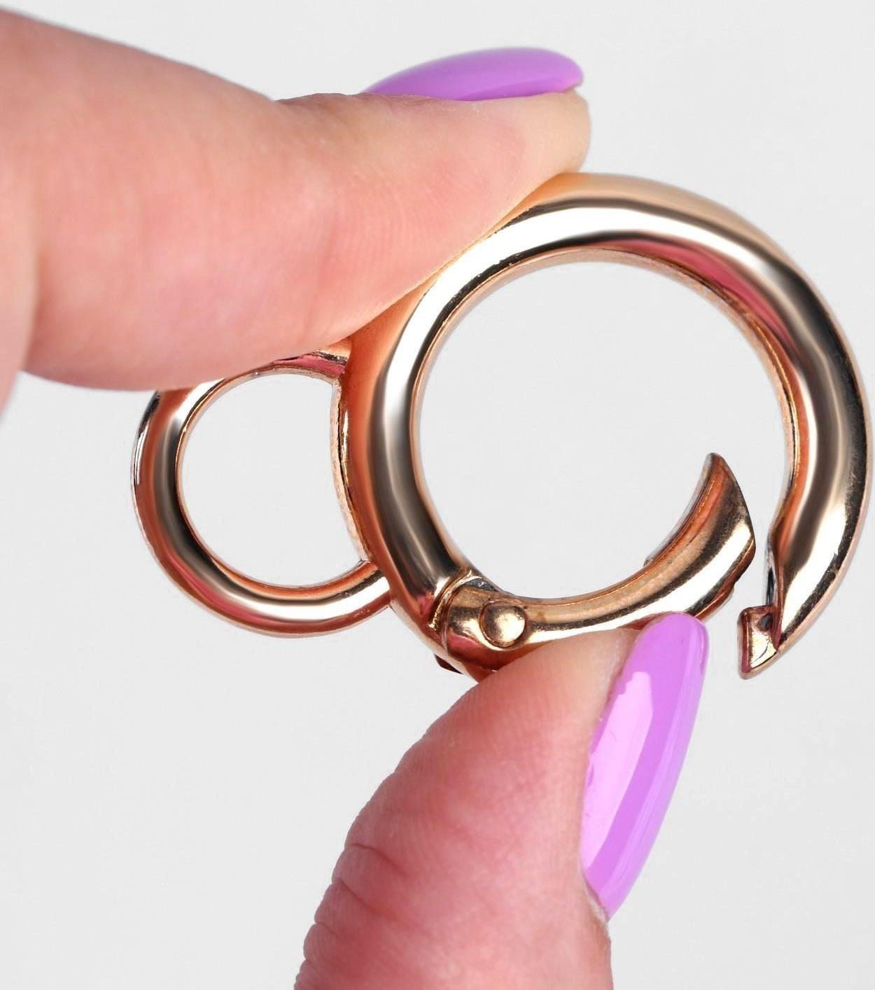 Кольцо-карабин, 42 мм, d = 30/20 мм, толщина - 5 мм, 5 шт, цвет золотой