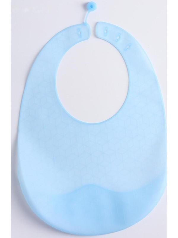 Нагрудник для кормления силиконовый с карманом, цвет голубой
