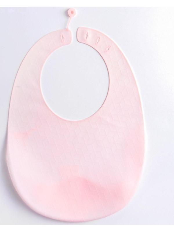 Нагрудник для кормления силиконовый с карманом, цвет розовый