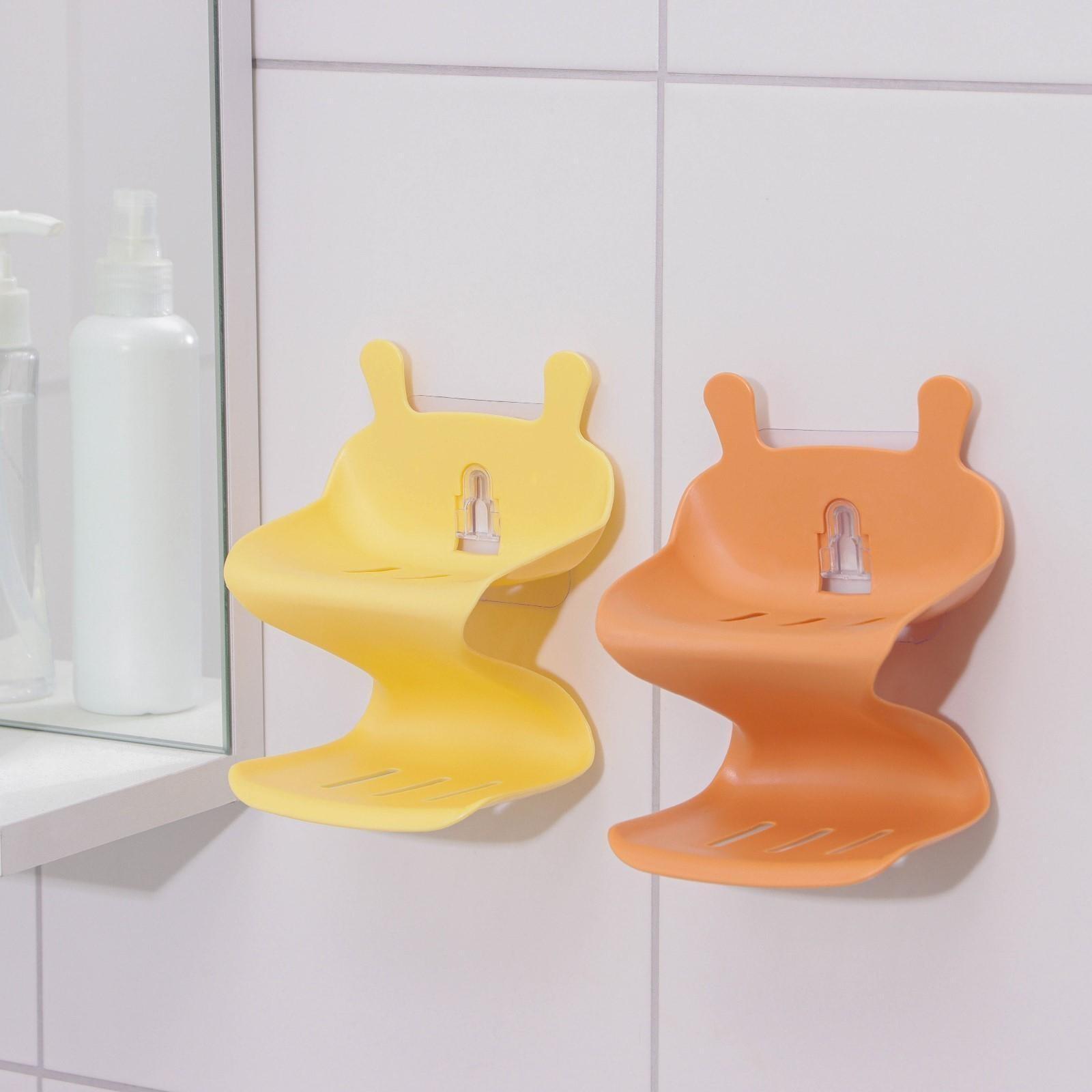 Держатель для ванных принадлежностей на липучке «Волна», 12×11×14 см, цвет МИКС