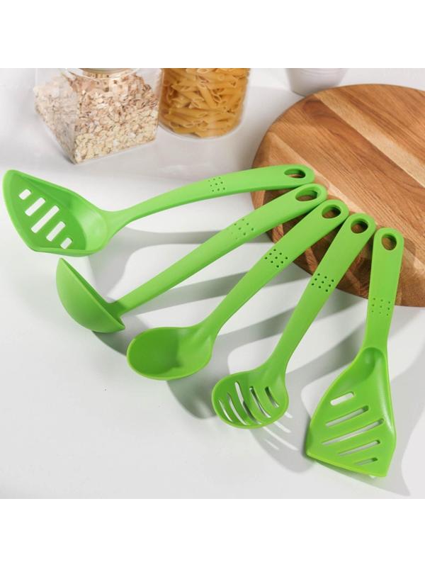 Набор кухонных принадлежностей Доляна «Точки», 5 предметов, цвет зеленый