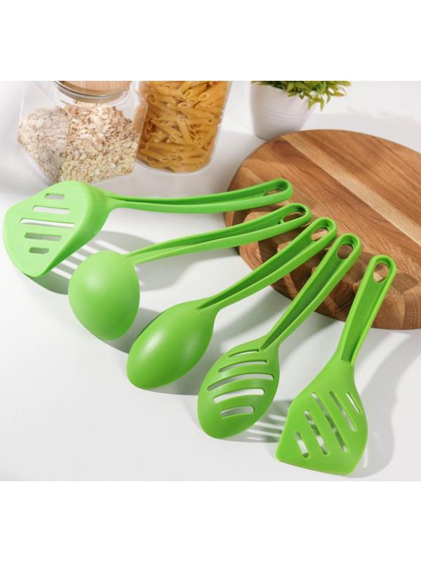 Набор кухонных принадлежностей Доляна «Точки», 5 предметов, цвет зеленый