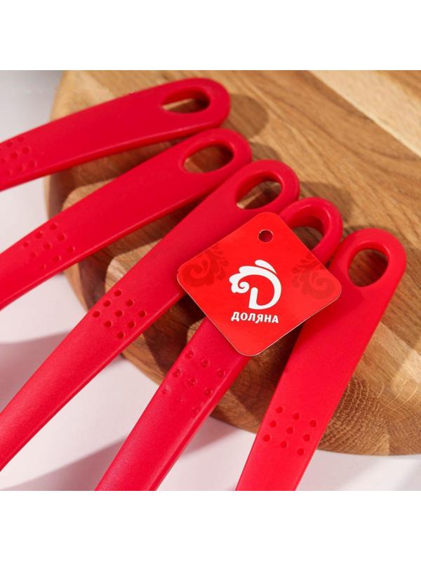 Набор кухонных принадлежностей Доляна «Точки», 5 предметов, цвет красный