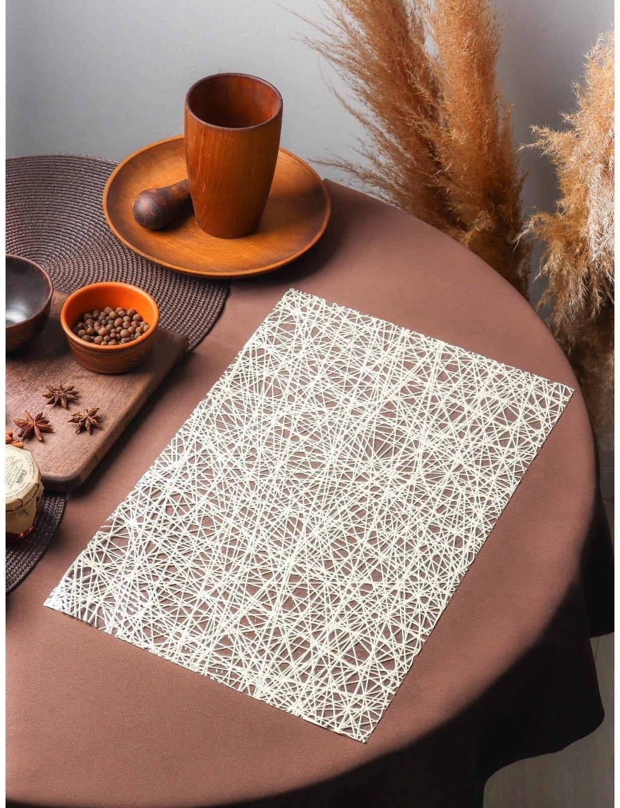 Салфетка ажурная для стола «Путаница», 45×30 см, цвет бежевый