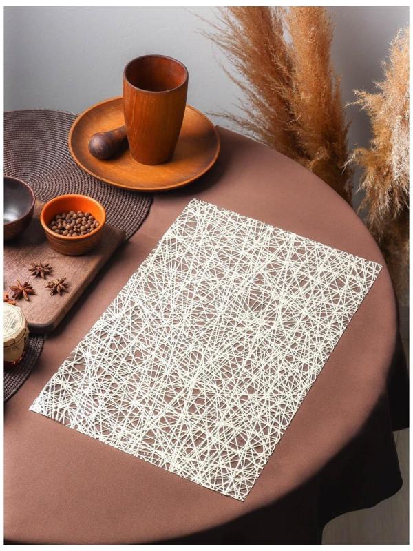 Салфетка ажурная для стола «Путаница», 45×30 см, цвет бежевый