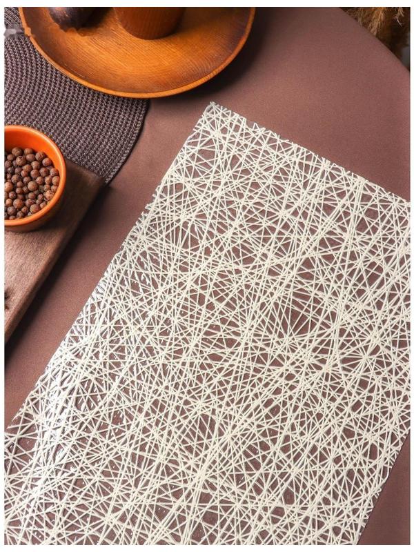 Салфетка ажурная для стола «Путаница», 45×30 см, цвет бежевый