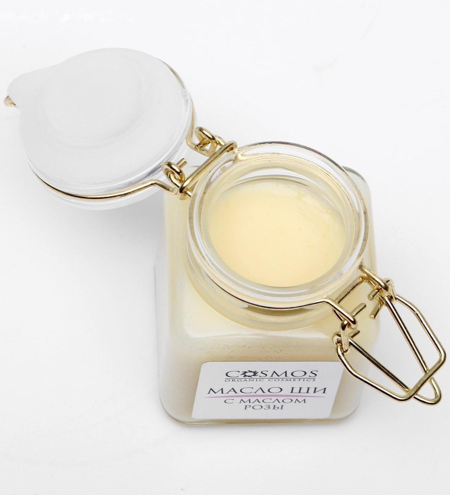 Масло ши «Cosmos», с маслом розы 100 мл, стекло