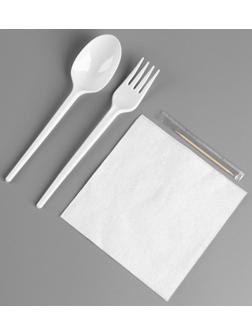 Набор одноразовой посуды «Вилка, ложка, салф.бум., зубочистка»