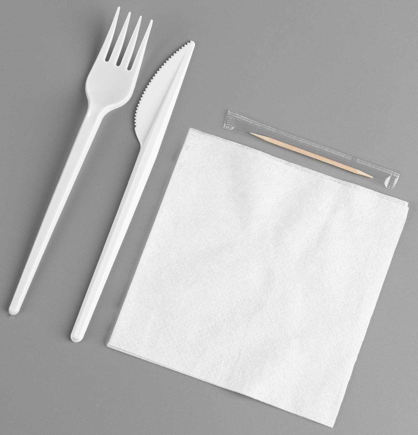 Набор одноразовой посуды «Вилка, нож, салф.бум., зубочистка»
