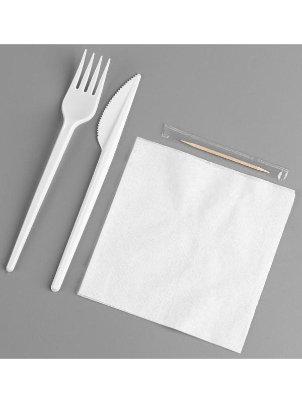 Набор одноразовой посуды «Вилка, нож, салф.бум., зубочистка»