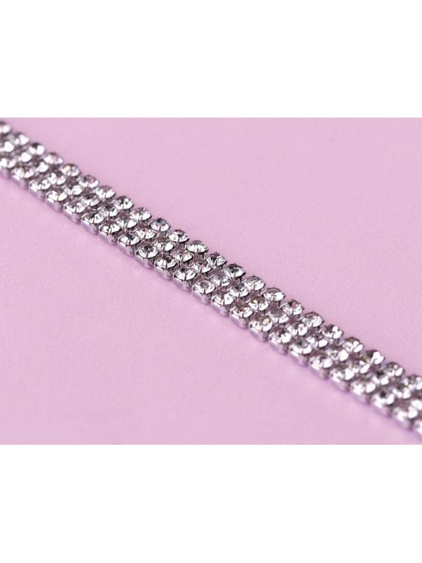 Цепь со стразами, 3 ряда, 6 мм, 4,5 ± 0,5 м, цвет серебряный
