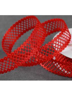 Лента фигурная «Ромбы резные», 25 мм, 9 ± 0,5 м, цвет красный