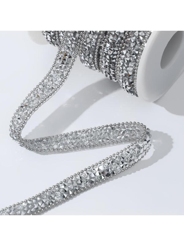 Стразы и бусины термоклеевые, ширина - 10 мм, 4,5 ± 0,5 м, цвет серебряный