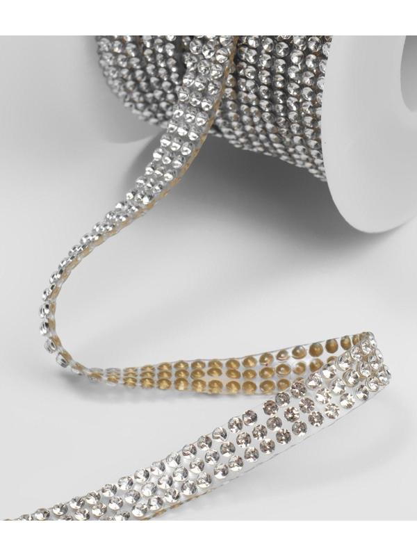 Стразы термоклеевые, ширина - 7 мм, 4,5 ± 0,5 м, цвет серебряный