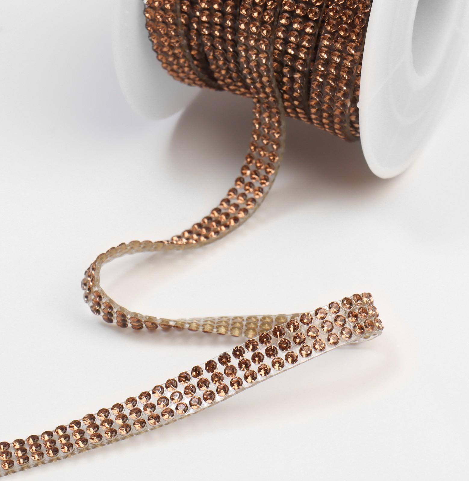 Стразы термоклеевые, d = 2 мм, ширина - 7 мм, 4,5 ± 0,5 м, цвет бронзовый