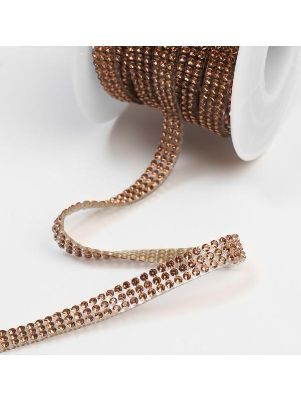 Стразы термоклеевые, d = 2 мм, ширина - 7 мм, 4,5 ± 0,5 м, цвет бронзовый