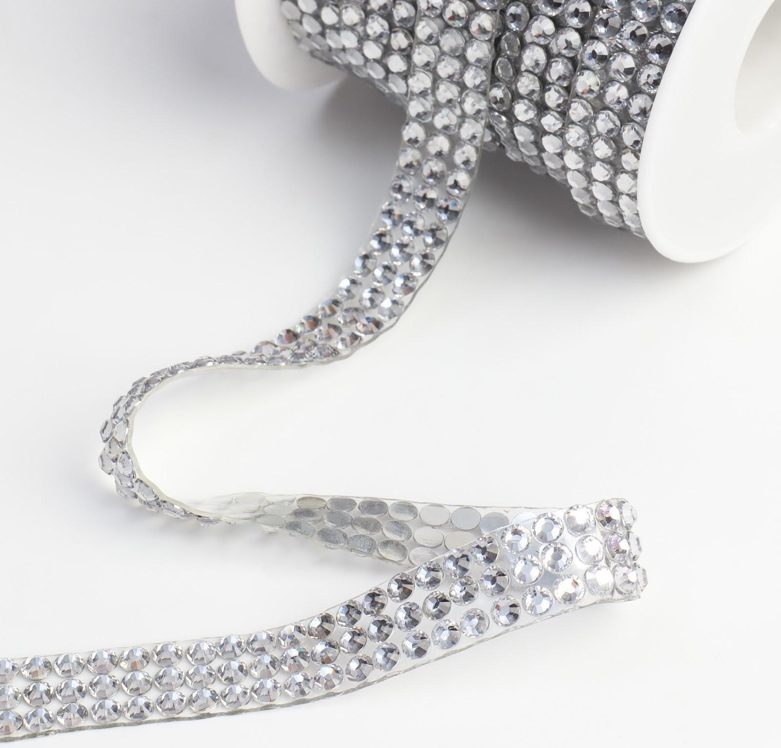 Стразы термоклеевые, d = 4 мм, ширина - 12 мм, 4,5 ± 0,5 м, цвет серебряный