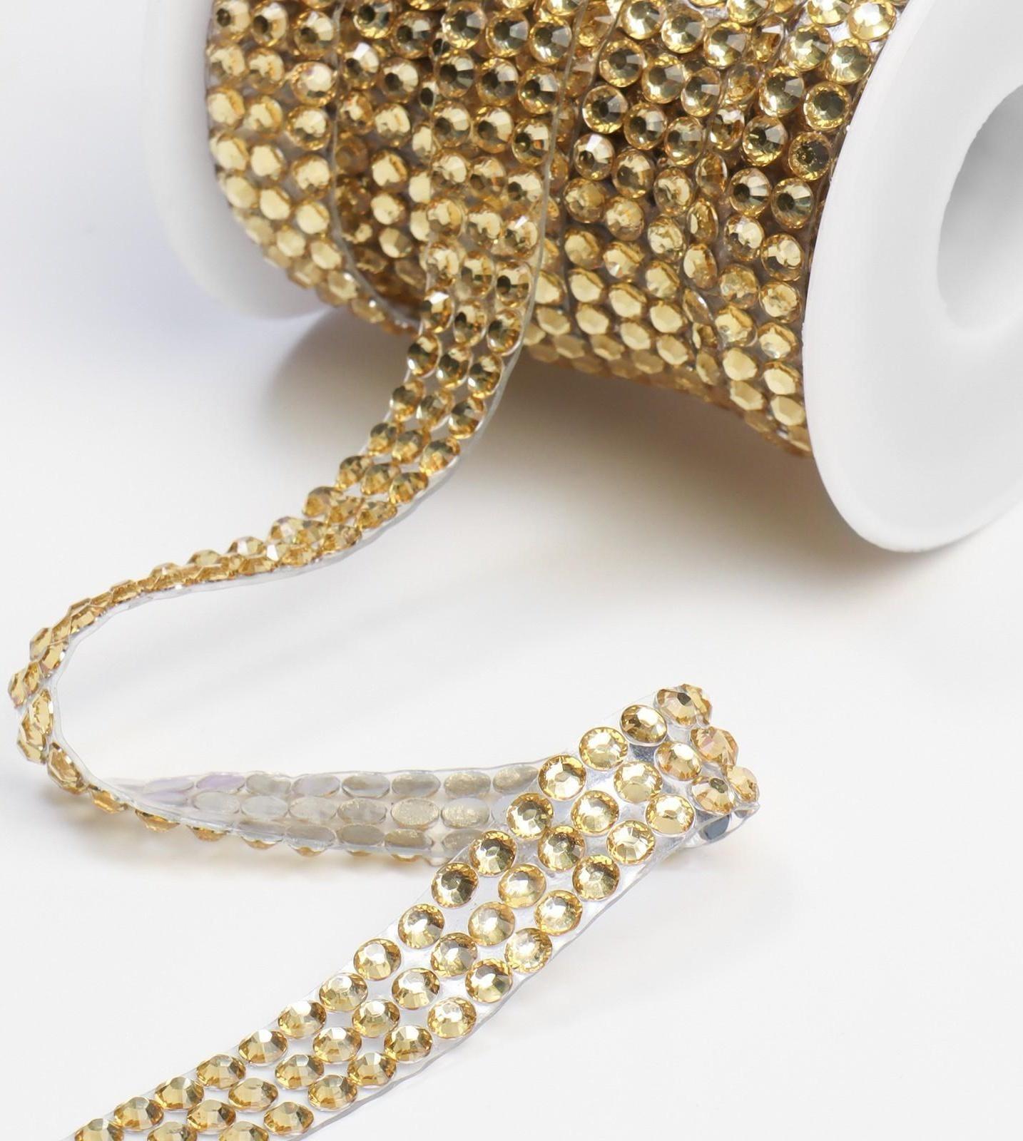 Стразы термоклеевые, d = 4 мм, ширина - 12 мм, 4,5 ± 0,5 м, цвет золотой