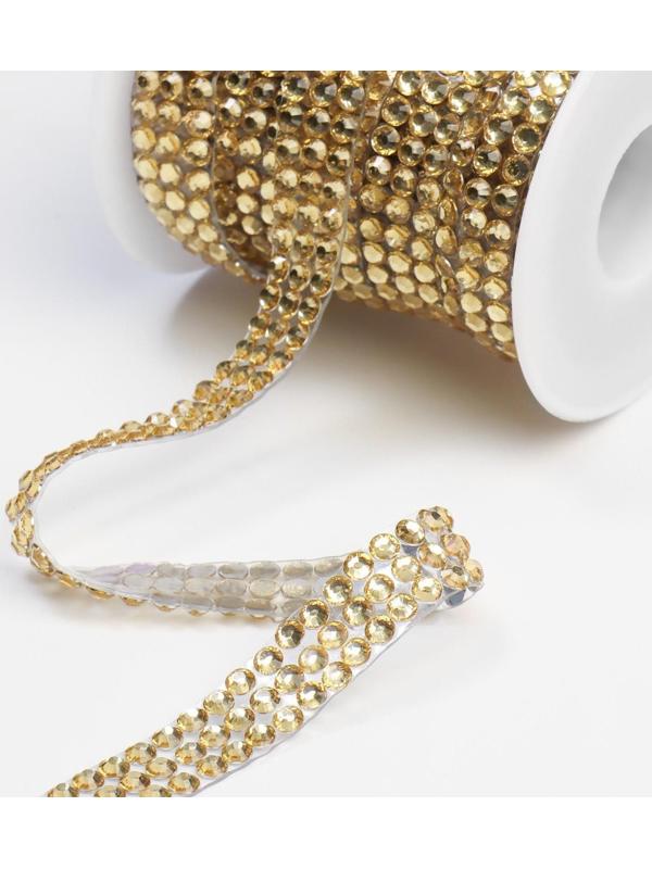 Стразы термоклеевые, d = 4 мм, ширина - 12 мм, 4,5 ± 0,5 м, цвет золотой