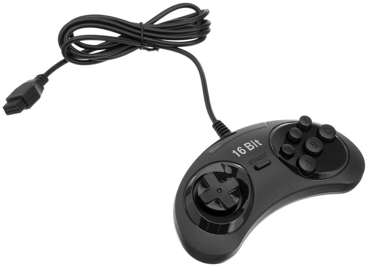 Геймпад для Sega 16-bit, 6 кнопок, 2 шт в комплекте, черный