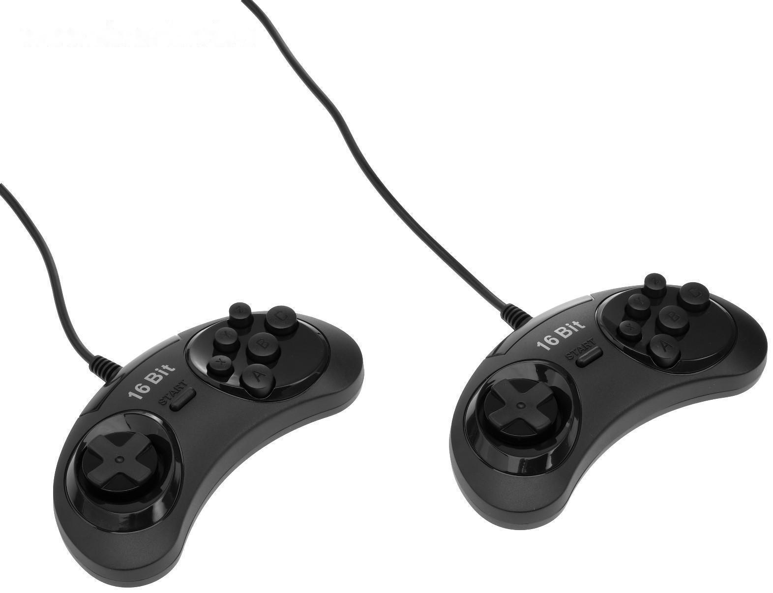 Геймпад для Sega 16-bit, 6 кнопок, 2 шт в комплекте, черный