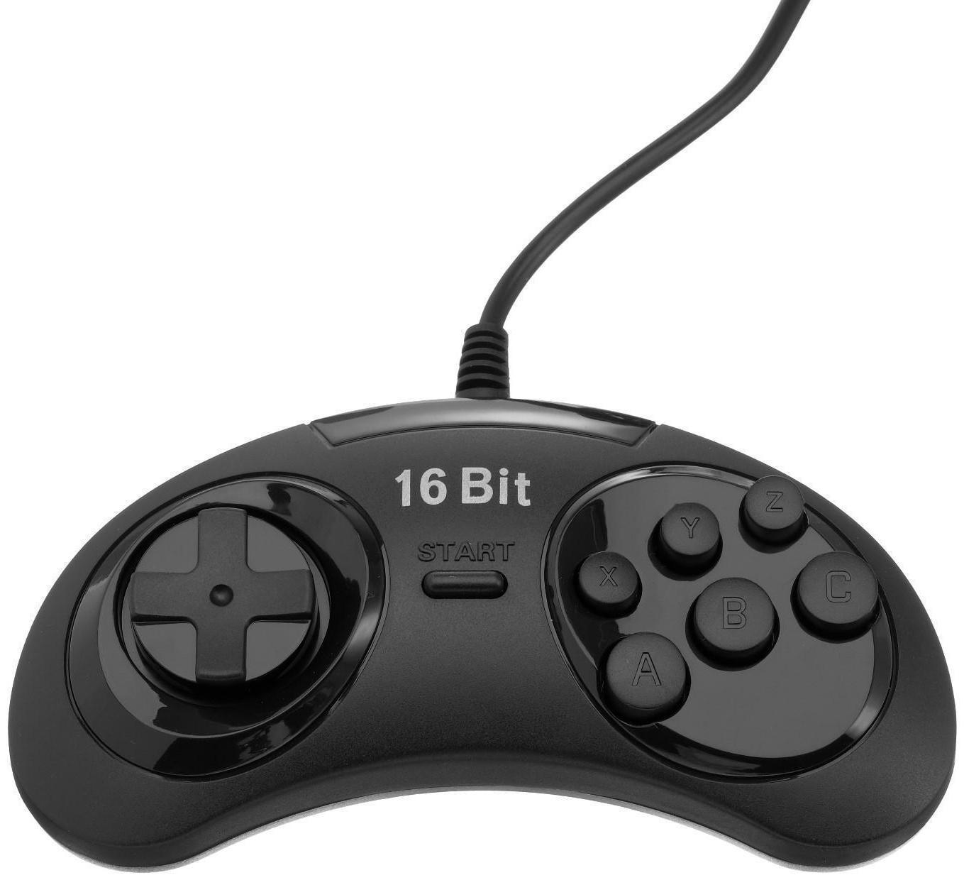 Геймпад для Sega 16-bit, 6 кнопок, 2 шт в комплекте, черный