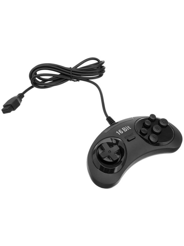 Геймпад для Sega 16-bit, 6 кнопок, 2 шт в комплекте, черный