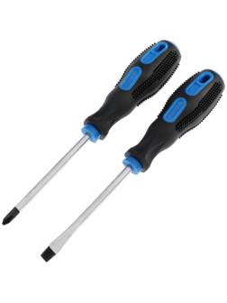 Набор отверток ТУНДРА, сатин, магнит, двухкомпонентные рукоятки, PH2/SL6 х 100 мм, 2 шт.