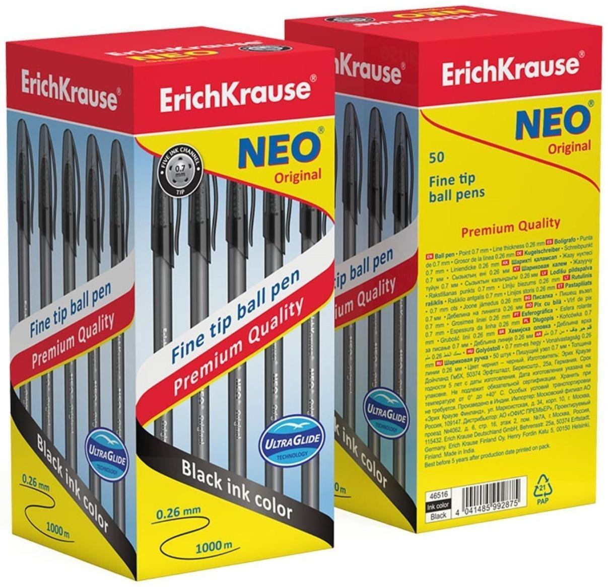 Ручка шариковая ErichKrause Neo Original, игольчатый узел 0.7 мм, чернила чёрные