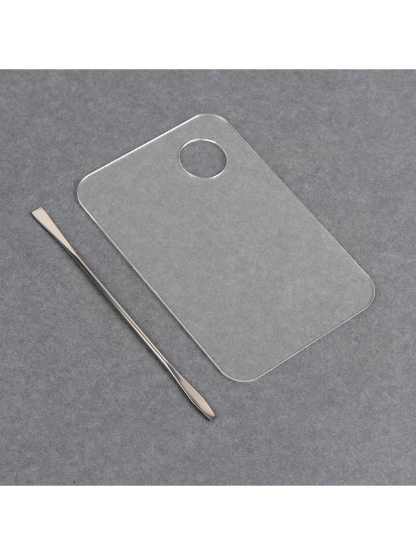 Палитра для смешивания лаков, 10 × 15 см, с шабером 15 см, цвет прозрачный глянцевый