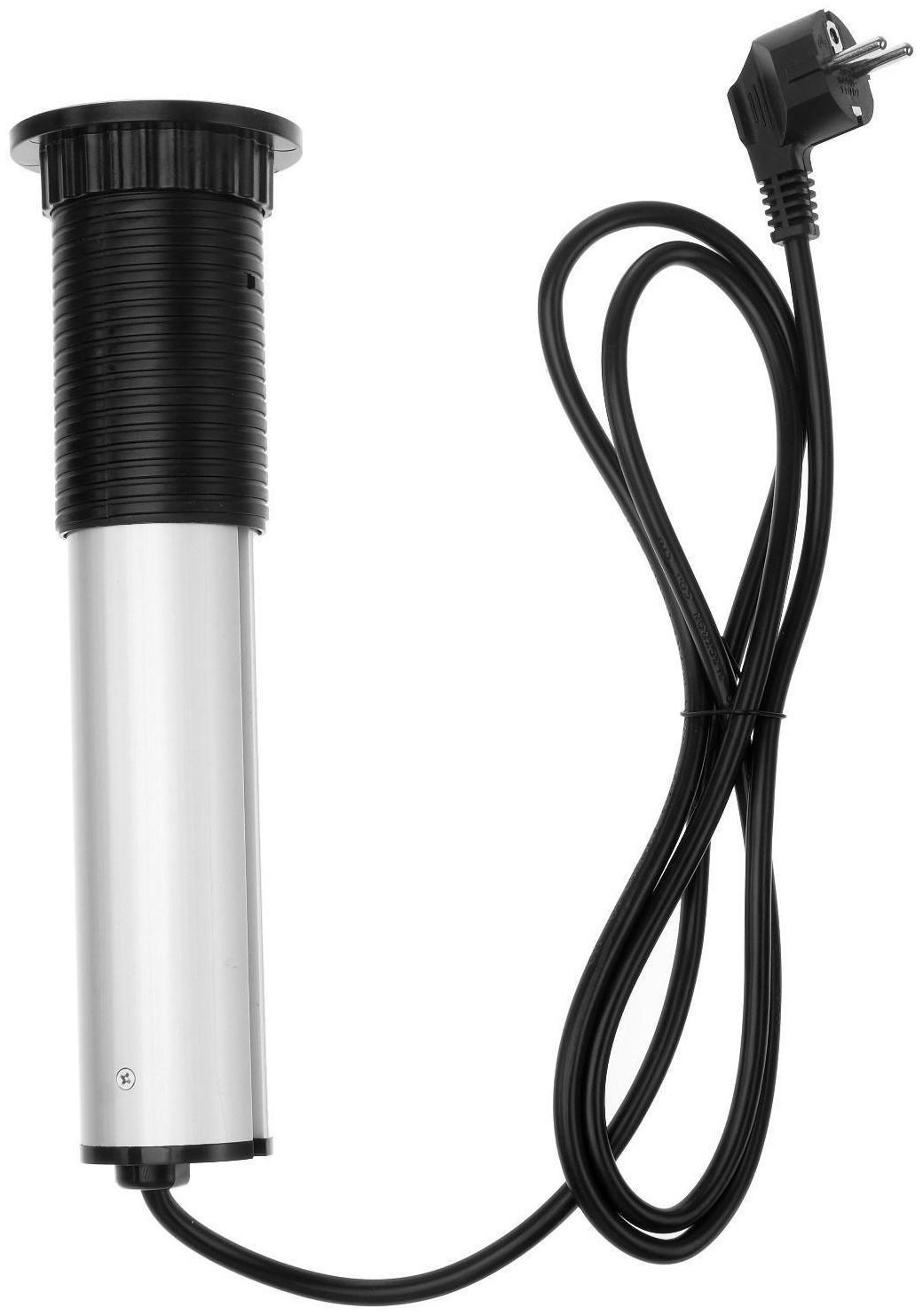 Розетка выдвижная, Luazon, 16 А, трёхместная, в стол, 2xUSB, 2.1 A, цвет серебро